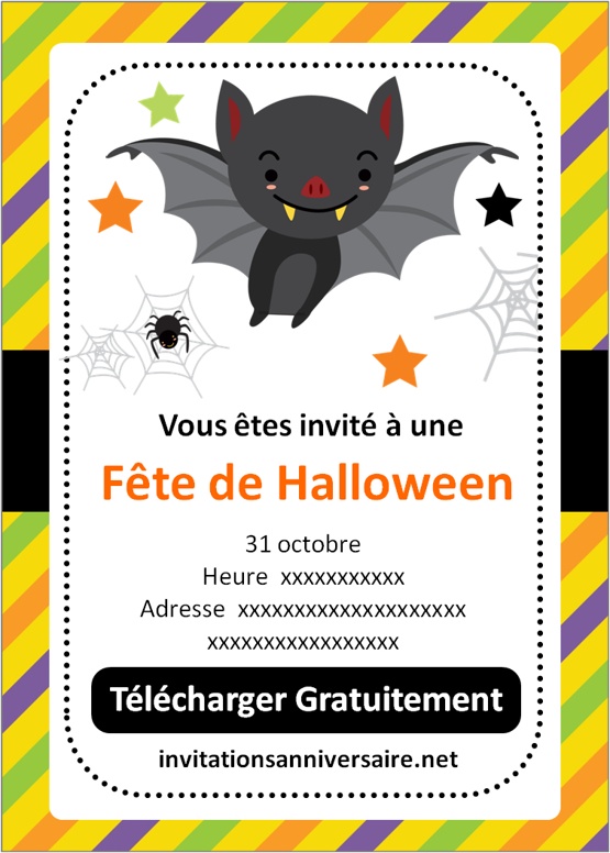 Cartes d'invitation pour Halloween à imprimer gratuit