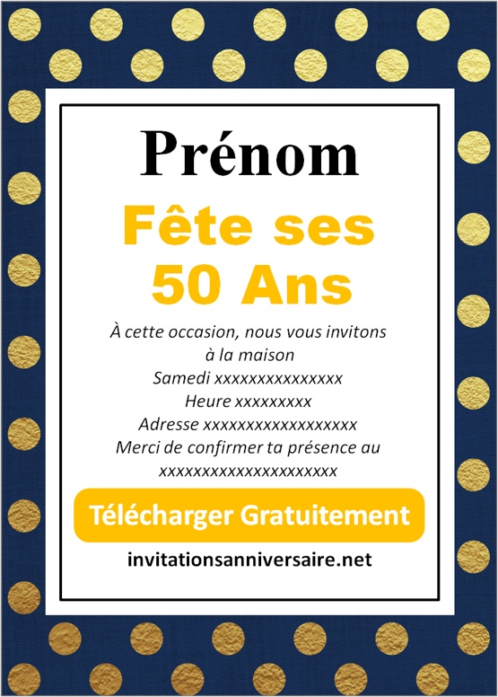 modele invitation anniversaire 50 ans