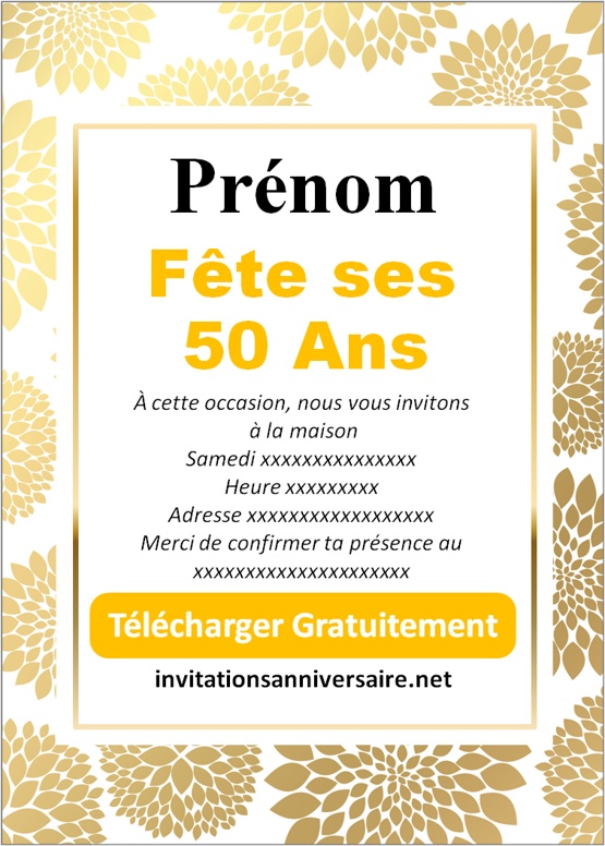 invitation anniversaire adulte 50 ans